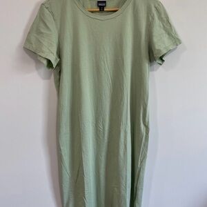 PATAGONIA Women's Regenerative Organic Cotton T-Shirt Dress Salvia Green Medium